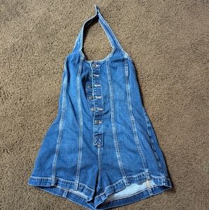 American Eagle Outfitters Blue Denim Romper
